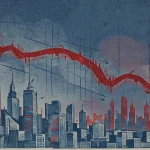 Alphabet stock drop illustration showing a falling market chart for Google's parent company