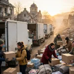 Oleshky ceasefire aid convoy in occupied city